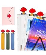 GIHOP Leather Mushroom Bookmarks 3 PCS Blue Green Yellow Handmade Cute - $12.83 CAD