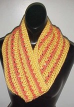 Hand Crochet Loop Infinity Circle Scarf/Neckwarmer #115 Yellow/Salmon New - £7.60 GBP