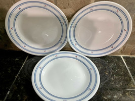 Corelle Bread Plate (3) Blue Trim with Pink Hearts 6-5/8&quot; - $19.00