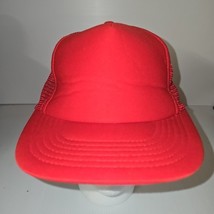 Red Plain Vintage Trucker Foam Snapback Hat Cap Adjustable Medium Large - $9.65