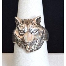 MEN&#39;S NATIVE AMERICAN? 925 STERLING SILVER 3D WOLF RING SIZE 8.75 SKY - $47.62