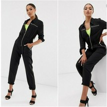 $238 Blank NYC Women&#39;s Black Zip-Up Long Sleeve Tapered Leg Jumpsuit Size XS - £77.31 GBP