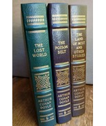 EASTON PRESS ARTHUR DOYLE 3 VOL THE LOST WORLD, THE POISON BELT,  LAND O... - $296.01