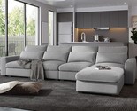 Convertible Sectional Sofa Couch Large L-Shape Feather Filled Sectional ... - £1,298.11 GBP