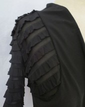 Periwinkle Open Front Shrug Short Cardigan Top Black Ruffle Sheer - £7.84 GBP