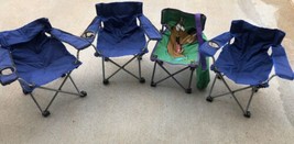 Childrens Lot Of 4 Foldable Camp Chairs With Cup Holders 20 Inches  Tall - £27.70 GBP
