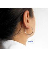 925 Sterling Silver Hoop Earrings, Tribal Hoop Earrings Size 30mm 35mm 45mm - $66.00+