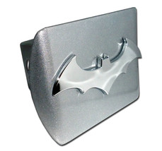 batman 3d logo dc comics emblem brushed chrome trailer hitch cover usa made - £60.21 GBP