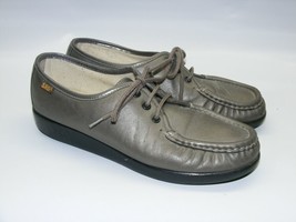 SAS Tripad Comfort Women&#39;s Size 7.5 N Gray Leather Moccasin Oxford Lace Up - £22.06 GBP