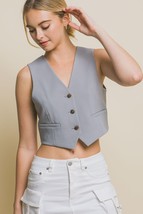 Cropped Blazer Vest With Button- Up - $23.50