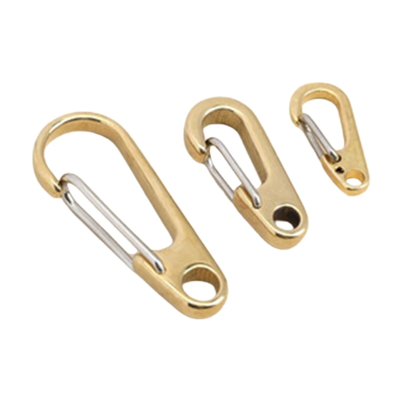 D Ring Shape Pure Brass Carabiners Clips Keychain Hook Spring Snap Loop ... - £7.72 GBP+