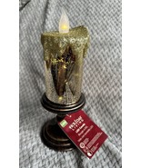 Holiday Living Flameless LED Candle Gold with Lights Inside Pillar NWT 9” - $17.99