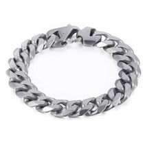 stylish matte silver 15mm stainless steel cuban link bracelet for men 7.... - $31.84+