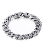 stylish matte silver 15mm stainless steel cuban link bracelet for men 7.... - $31.84+