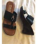 Italian Shoemakers QUIZ Wedge Sandal Shoe Black SZ 9.5 NEW - $96.21 CAD