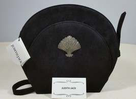 Judith Jack Black Suede Handbag Cross Body Shoulder Bag Marcasite Shell ... - $264.99