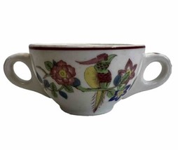 Syracuse China Dbl. Handle Cup Restaurant Ware Pink &amp; Blue Floral &amp; Bird RARE - £11.94 GBP