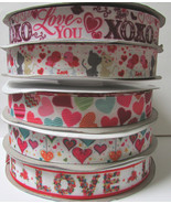 2 Metres Grosgrain Ribbon Love Hearts Valentine&#39;s Day Scrapbooking 22mm ... - $61.11 MXN