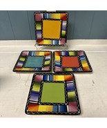 Certified International Serape Nancy Green Set Of 4 Square 6” Canape Plates - $24.74