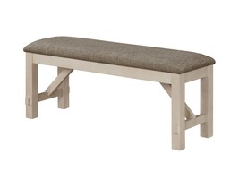 Cottage Bench, Gray Upholstered Seat, Wood Legs - $204.99