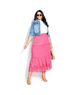 NWT City Chic Embroidered Detail Skirt - Bright Pink Size 16 - $96.41 CAD