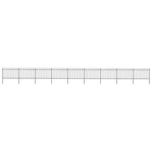 vidaXL Garden Fence with Hoop Top Steel 50.2&#39; Black - $948.74