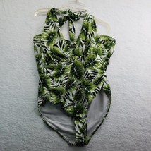 Forever 21 Plus Swimsuit Womens 3X One Piece Palm Leaves Halter Top High Cut - £7.01 GBP