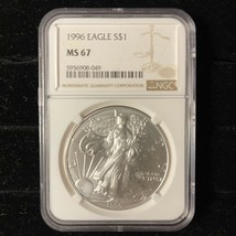 1996 Silver Eagle MS67 NGC Graded Short Run Year  .999 1 Oz Fine Silver Round - $79.95