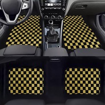 4PCS Universal Checkered Yellow Racing Fabric Car Floor Mats Interior Carpets - £44.81 GBP