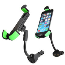 Car Cigarette Lighter Mount Dual USB Charger Holder Gooseneck Cradles for Phones - £11.82 GBP