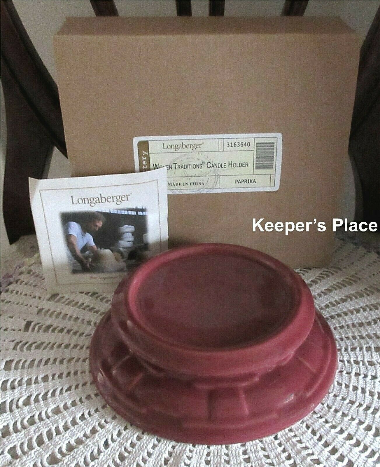 Longaberger Woven Traditions Candle Holder Paprika Pottery 3163640 New In Box - £20.78 GBP