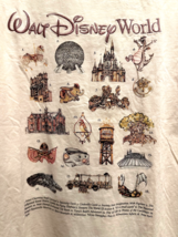 Disney Parks WDW Attractions Icons T Shirt Embroidered Cream Large L NWT... - $49.49