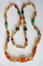 Fabulous Genuine Multi-color Agate Gemstone Necklace 1980s vintage 36&quot; - £15.92 GBP