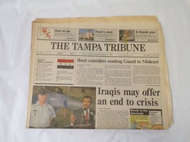 ORIGINAL Vintage Tampa Tribune Newspaper August 15 1990 Operation Desert... - $29.69