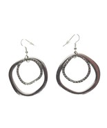 Silver-Tone Double Hoop Dangle Earrings With Rhinestone Accents - $279.78 MXN
