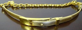 Avignon Vintage Gold Thin Leather Chain Link Belt Size XL - £49.36 GBP