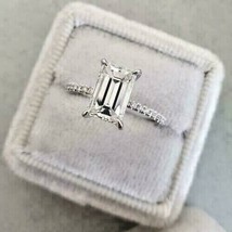 Beautiful 2.25Ct Emerald Cut Diamond 14k White Gold Over Engagement Ring Size 5 - £87.01 GBP