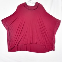 Anna &amp; Ava Women Top Burgundy Shirt Top Size One Size Bat Wing Sleeve Lace Trim - $15.29