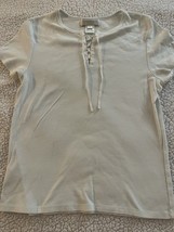 Susan Bristol Knit Top Laced Up Front White Size Large - $14.00