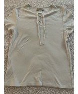 Susan Bristol Knit Top Laced Up Front White Size Large - $256.74 MXN