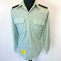 Vintage 1981 Army Uniform Shirt Green size 15.5 Long Sleeve w Sergeant Boards S6 - $12.95
