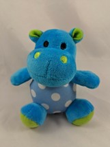 Sassy Blue Hippo Plush Rattle 4.5 Inch Polka Dots Stuffed Animal Has Issue  - $9.95