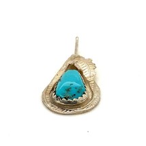 Vtg Sterling Signed Vance Cheama Zuni Native American Turquoise Stone Pendant - £34.95 GBP