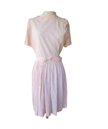 Vintage 70s Pink Belted Pin Stripe Midi Dress Size Med  - £42.83 GBP