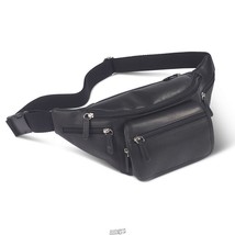 Hammacher Organized Lightweight Leather Hip Pouch Black Bag Pack Carry All Fanny - £28.51 GBP