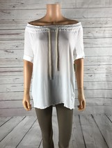 G.H. BASS Women&#39;s Woven Off-the Shoulder Drawstring Tie Blouse NWT Small - £8.12 GBP