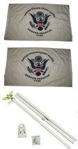 AES Coast Guard 3&#39;x5&#39; Polyester 2 Ply Double Sided Flag with 6&#39; White Fl... - $29.88