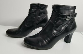 Madeline Stuart Womens Black Faux Leather Boots Belt Size 8 M Y2K Heels - £15.97 GBP
