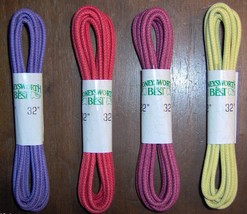 4 pairs 32&quot; Waxed Round Colored DRESS LACES 4 5 eyelets Shoes Moneyswort... - $17.64