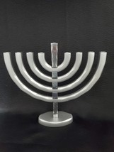 World Of Judaica Yair Emanuel Silver Anodized Aluminum Nine Branch Menorah - £48.69 GBP